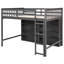 Lit mezzanine double avec 8 tablettes de rangement ouvertes et lit simple encastré gris pour les adolescents, lit de construction solide, tablette incluse, bureaux, construction