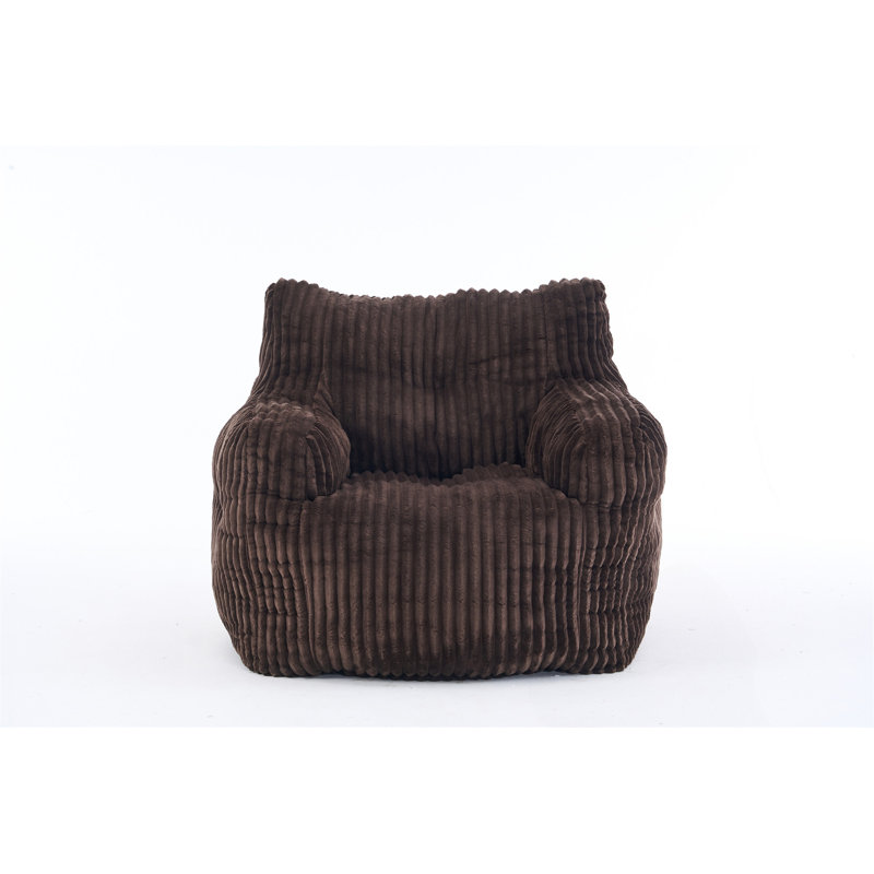 Soft Fluffy Corduroy Fabric Bean Bag Chair Filled With Memory Sponge, Brown Corduroy