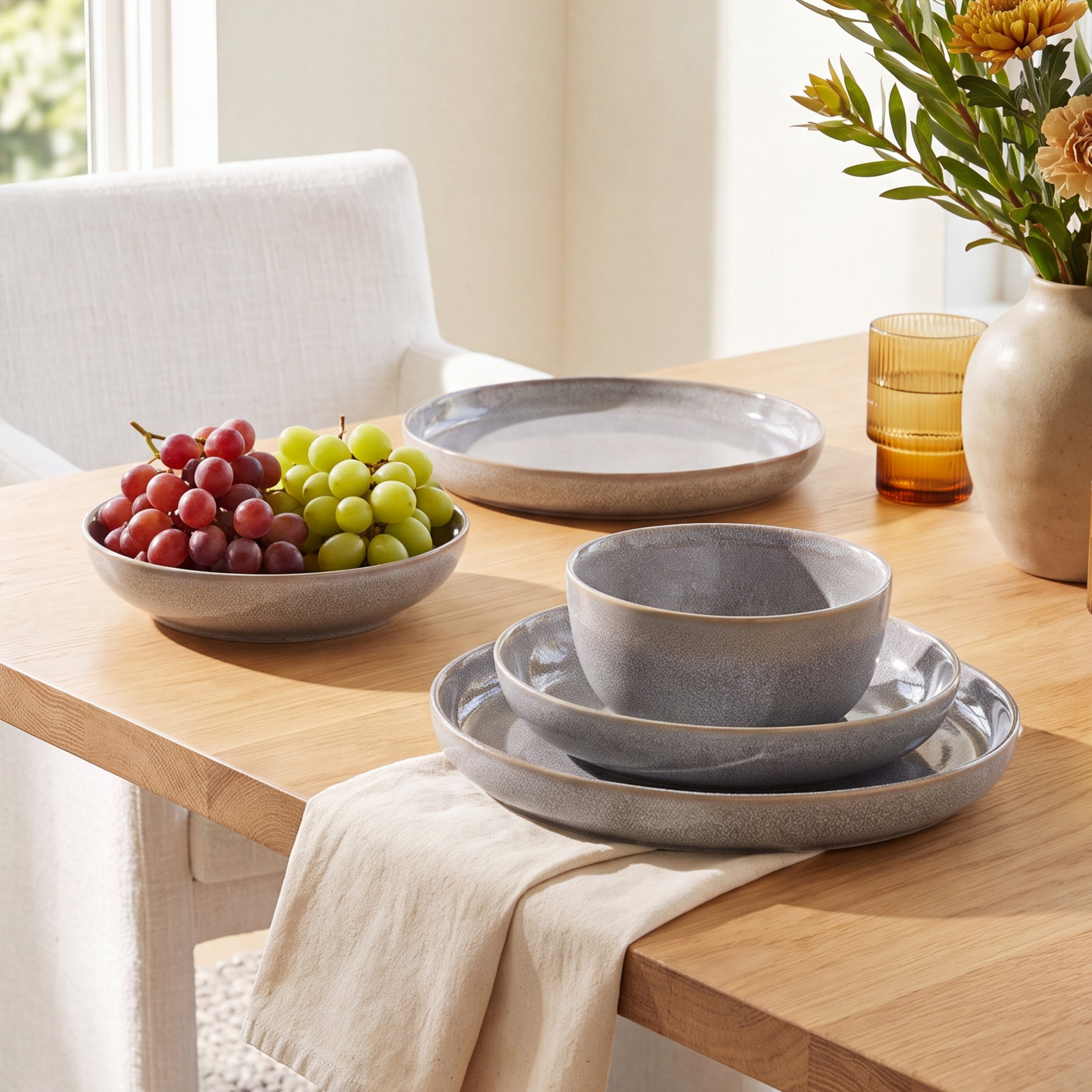 Mikasa Huxley Stoneware Pasta Bowl, Gray