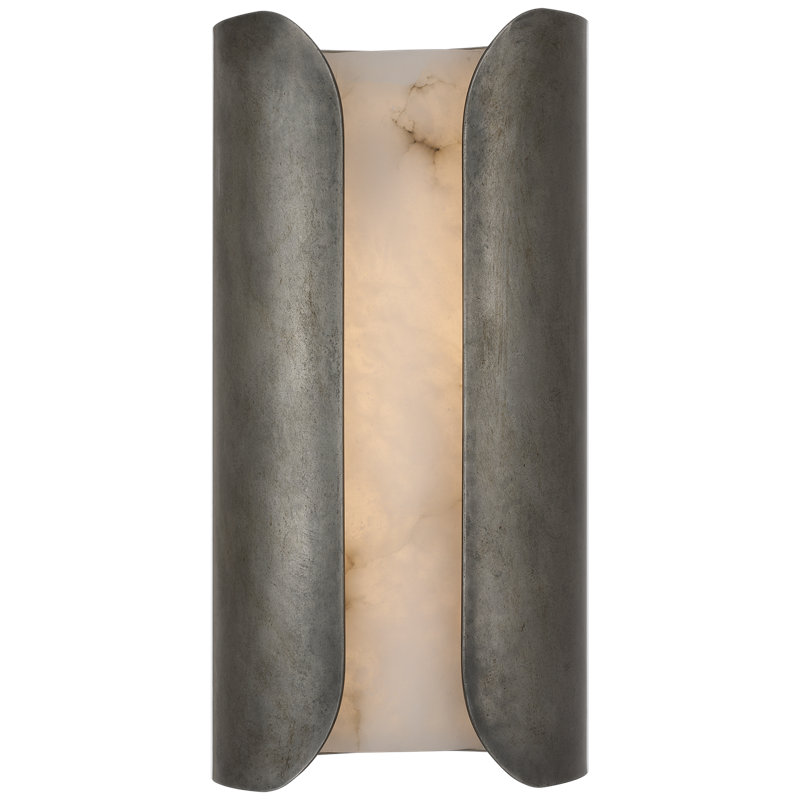Anne-Marie Barton Armise 18" Sconce with Alabaster, 14" H x 7" W x 7.75" D, Mottled Pewter