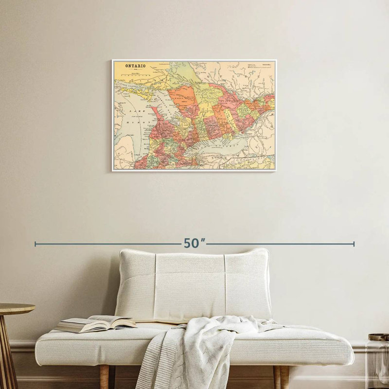 Carte de Ontario, Cadre flottant blanc, 31 po x 21 po