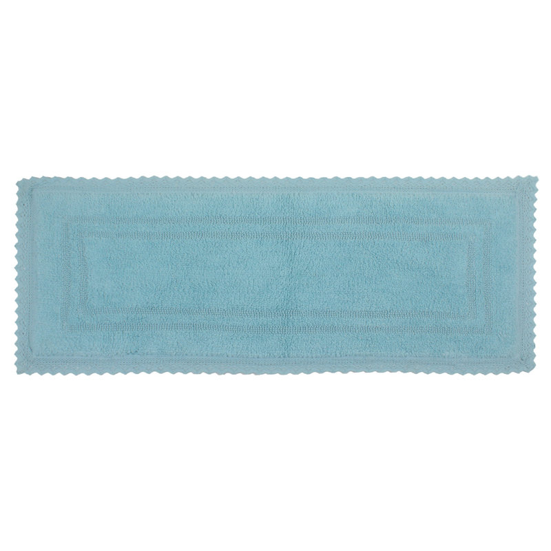 Opulent Absorbent Cotton Soft Bath Rug, Aqua, 21" W x 54" L