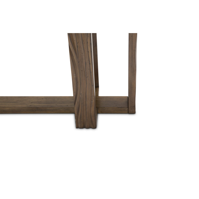 Boardwalk Brown 52'' Acacia Wood & Glass Console Table with Storage