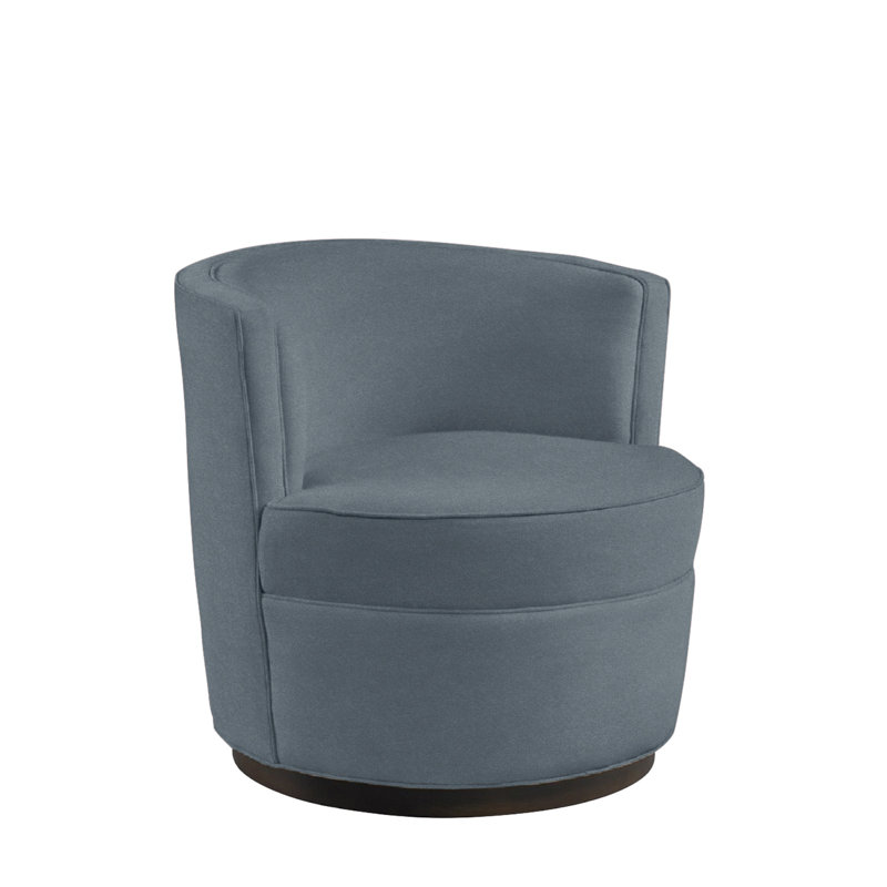 Fauteuil demi-tonneau pivotant en lin de 31 po Devlan, Bleu calcaire