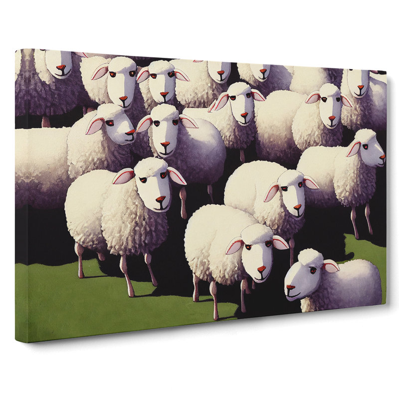 Herd Of Sheep - Wrapped Canvas Print, 40cm H x 60cm W x 3cm D