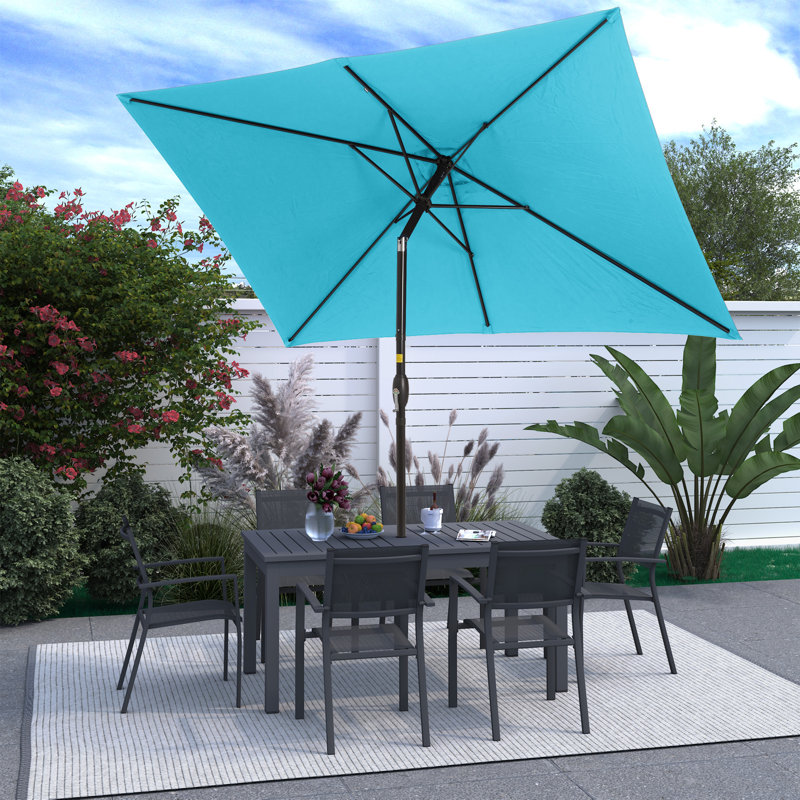 Barrios 120'' x 78'' Rectangular Tilt Market Umbrella, Lake Blue