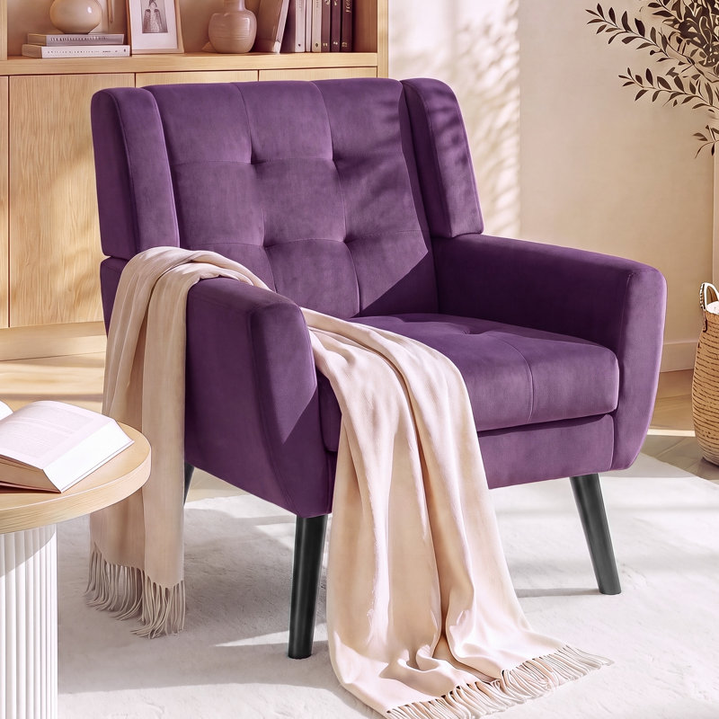 Fauteuil d'appoint Bolanle, Velours mauve lavande