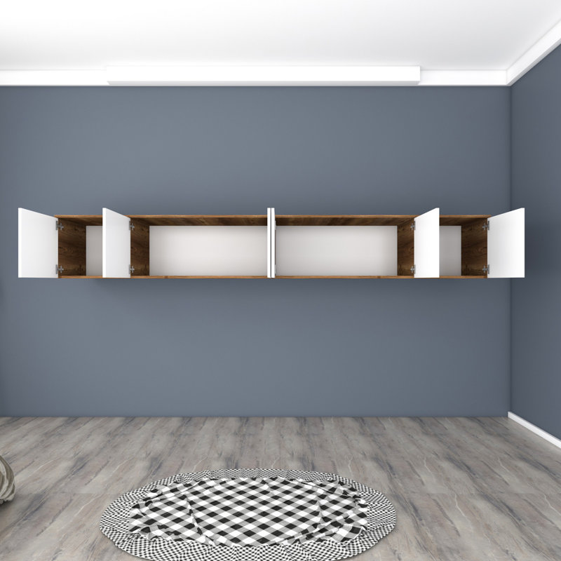 Armoire murale, Blanc/noyer