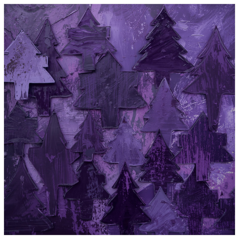 Purple Textured Pine Trees Comforter, King