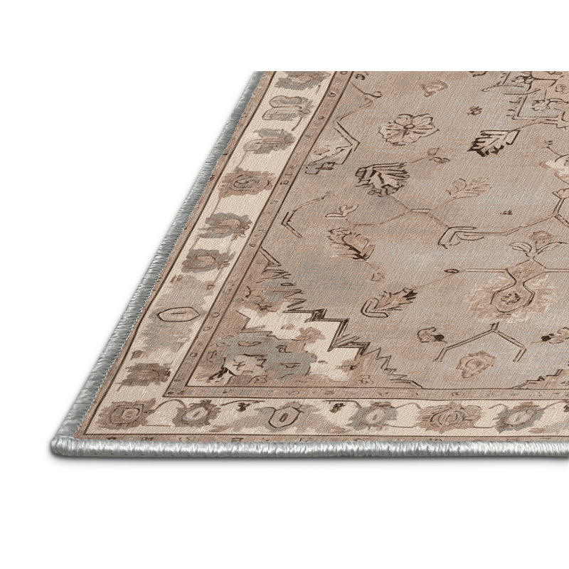 Tapis beige lavable à la machine Afyon, Tapis de couloir 2 pi x 5 pi