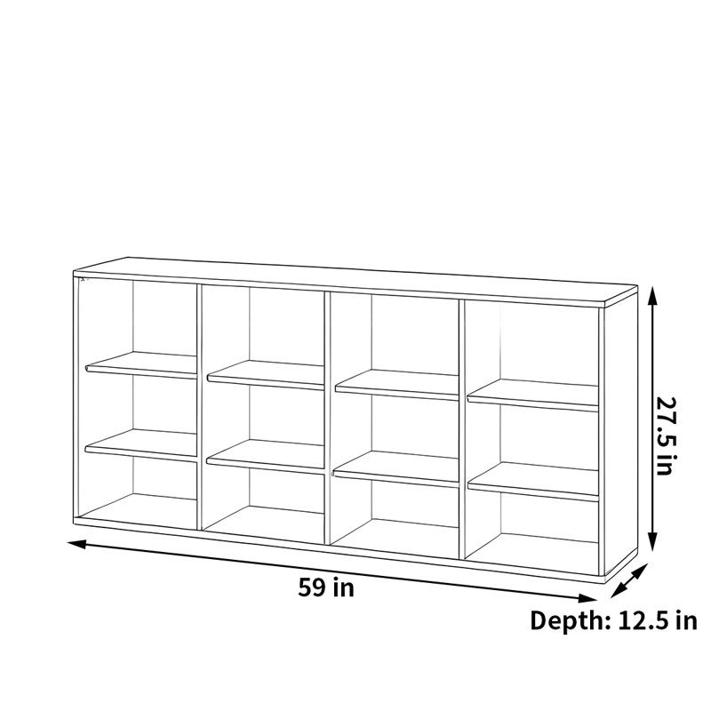 Bibliothèque tendance de style classique, (3 tablettes) H 27,5 po x l 59 po x P 12,5 po, Marron foncé