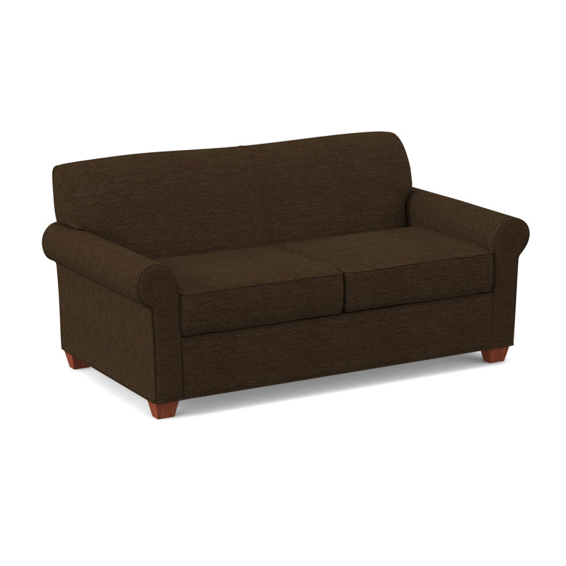 Finn Rolled Arm Sofa with Reversible Cushions, BM Cherry, Antic Chocolate, 34" H x 75" W x 36" D