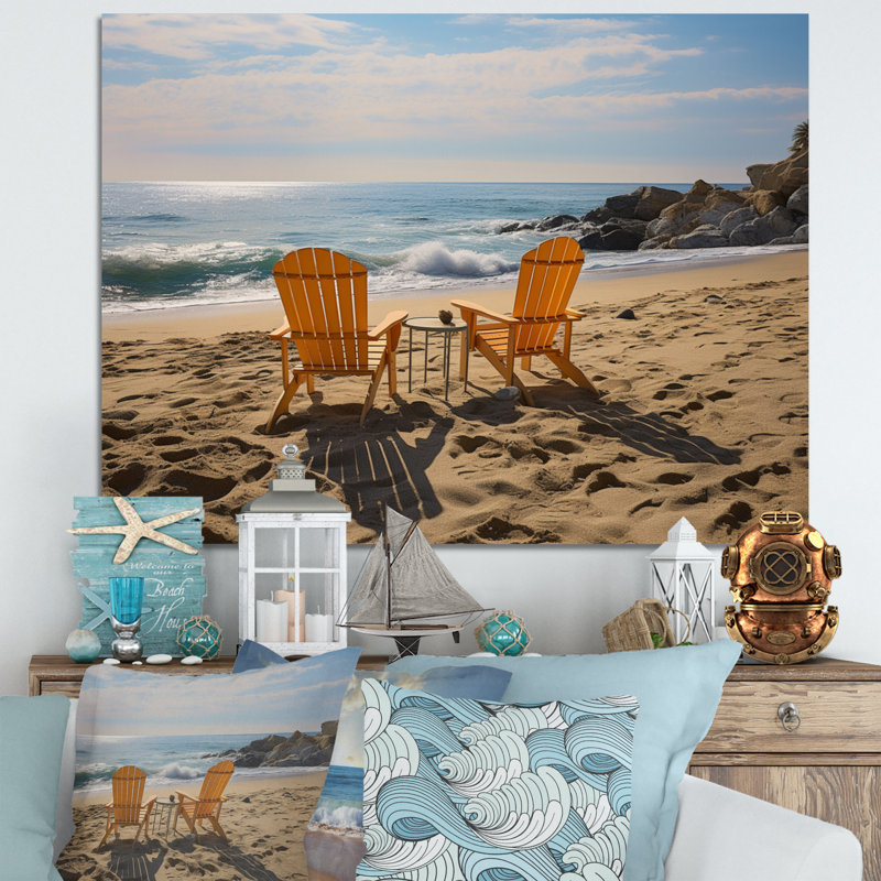 «Alishah Beach Chairs Scenery IV», reproduction sur toile, H 30 po x l 40 po x P 1,5 po, Toile tendue