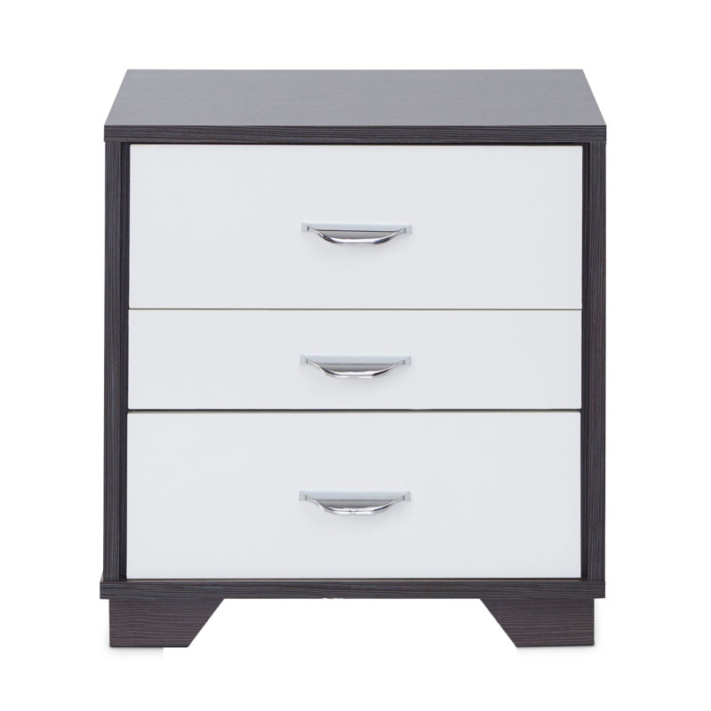 3-Drawer Rectangular Accent Table, Brown/White