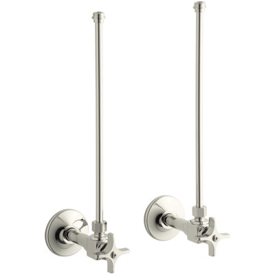 Pair Npt Angle Supplies with Stop, Cross Handle and Annealed Vertical Tube