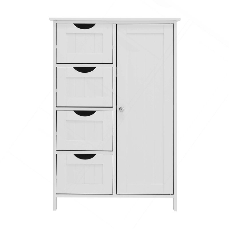 Armoire de rangement pour salle de bain avec tablette réglable et 4 tiroirs pour un espace personnalisable et un assemblage facile
