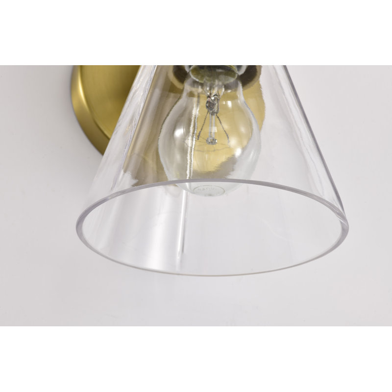 Meuble-lavabo 1 lumière Spruill - verre transparent, Laiton rétro