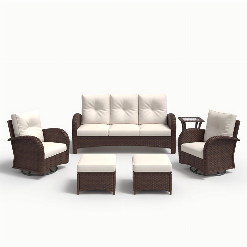 Ensemble de 6 chaises d'extérieur Layinsun, Beige, Brun