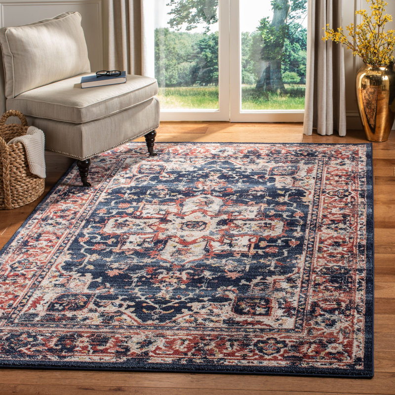 Tapis bleu marine / rouge Sechovicz, Rectangle 9 pi x 12 pi
