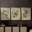 Quatre oiseaux qui chantent - Feuille d'or - Toile sur toile tendue avec châssis encadré - 3 pièces-256279856-256279857
