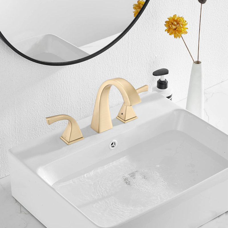 Robinet de salle de bain surdimensionné à 2 poignées avec bonde, Or brossé