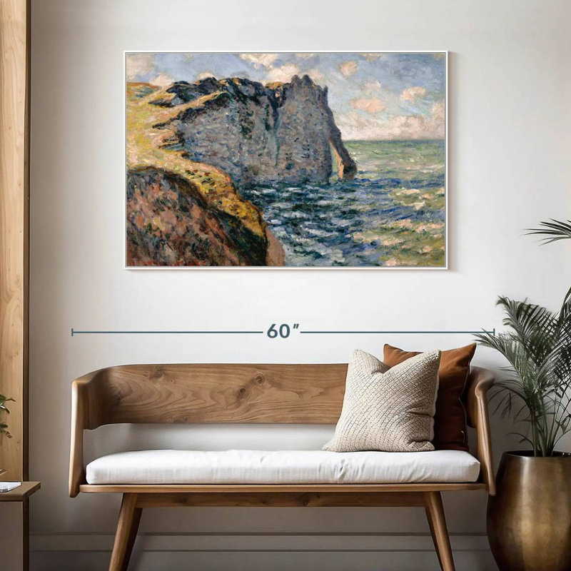 The Cliff Of Aval Etretat, 46" X 31", Floating Frame White