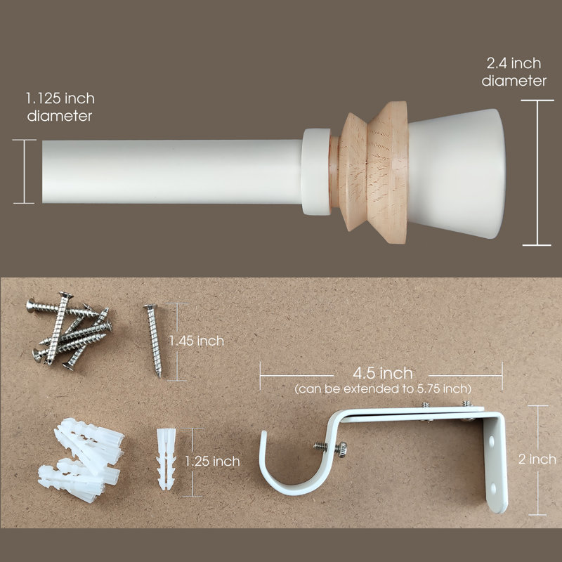 Tringle à rideaux simple réglable 1,125 po Joben, 36" - 72"