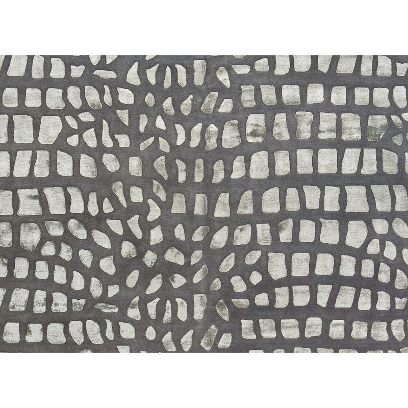 Tapis gris noué à la main de haute qualité, Rectangle 8'9" x 12'1"