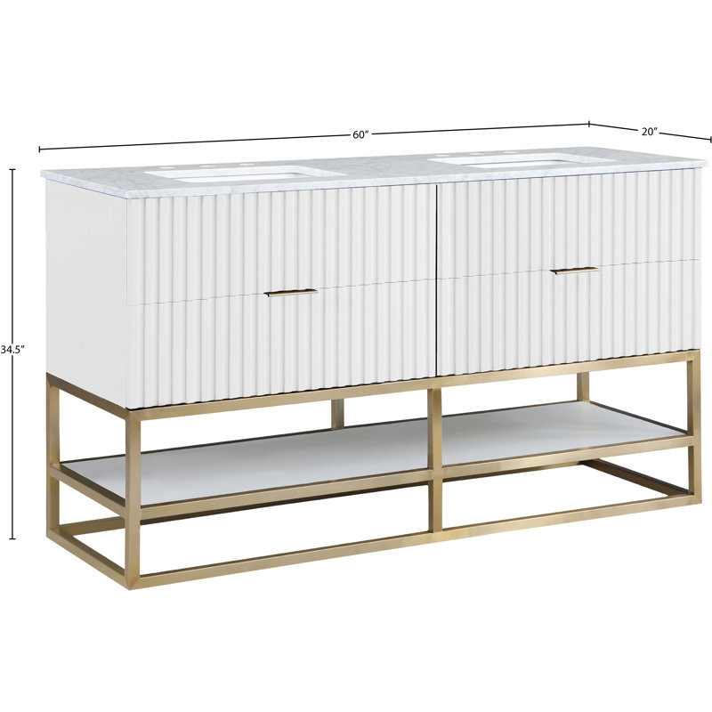Ensemble de meuble-lavabo double 60 po Kleier, Blanc