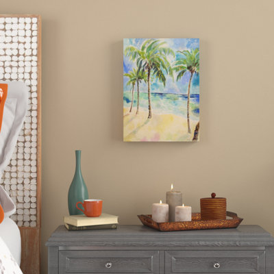 «Palm Trees Coastal», reproduction d'aquarelle sur toile tendue