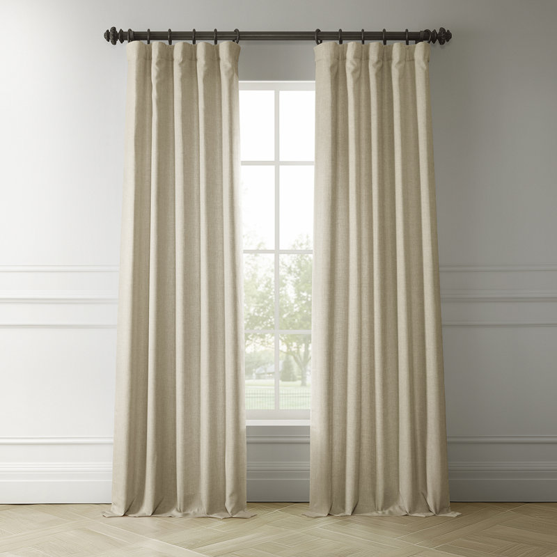 Armita Italian Faux Linen Room Darkening Curtains for Bedroom & Living Room Curtains - Single Panel Window Curtains, Beige