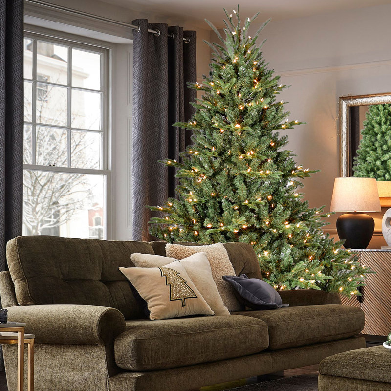 Arbre de Noël de 5 pi, 350 lumières UL, 1129 pointes Pe / Branches réalistes, base large pour centres de table spacieux, structure à charnières, grande structure mixte en métal renforcé, assemblage rapide,