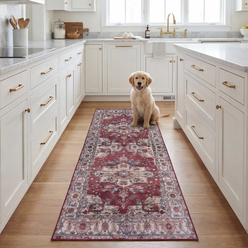 Tapis oriental rouge / beige Sonia, Tapis de couloir 2 pi 6 po x 8 pi