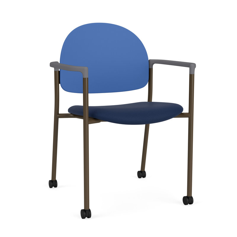 Chaise d'invité à chat avec roulettes, Bronze, Encre de Modène / polyester bleu cobalt