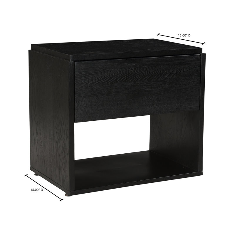 1 - Drawer Solid Wood Nightstand, Black
