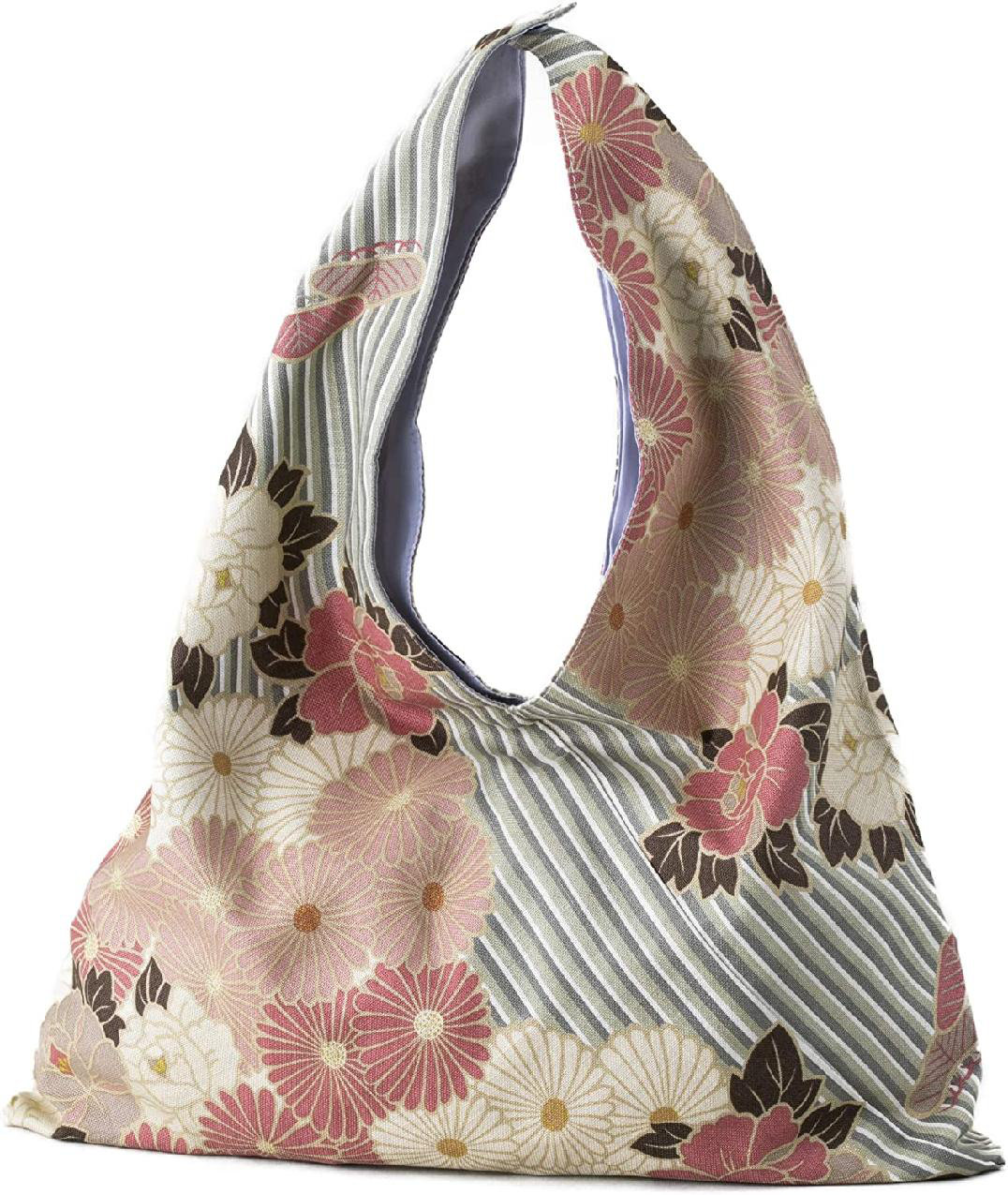 Linen Hobo Crossbody Bag With Japanese Flowers Fabric Hobo 