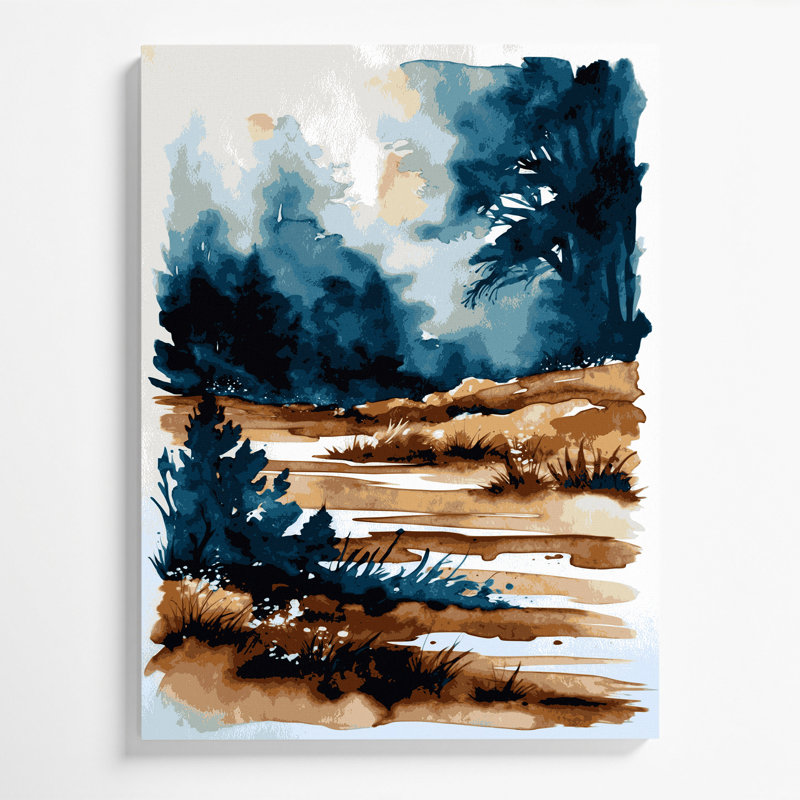 Aquarelle, paysage, 68, art mural sur toile verte, H 24 po x l 36 po