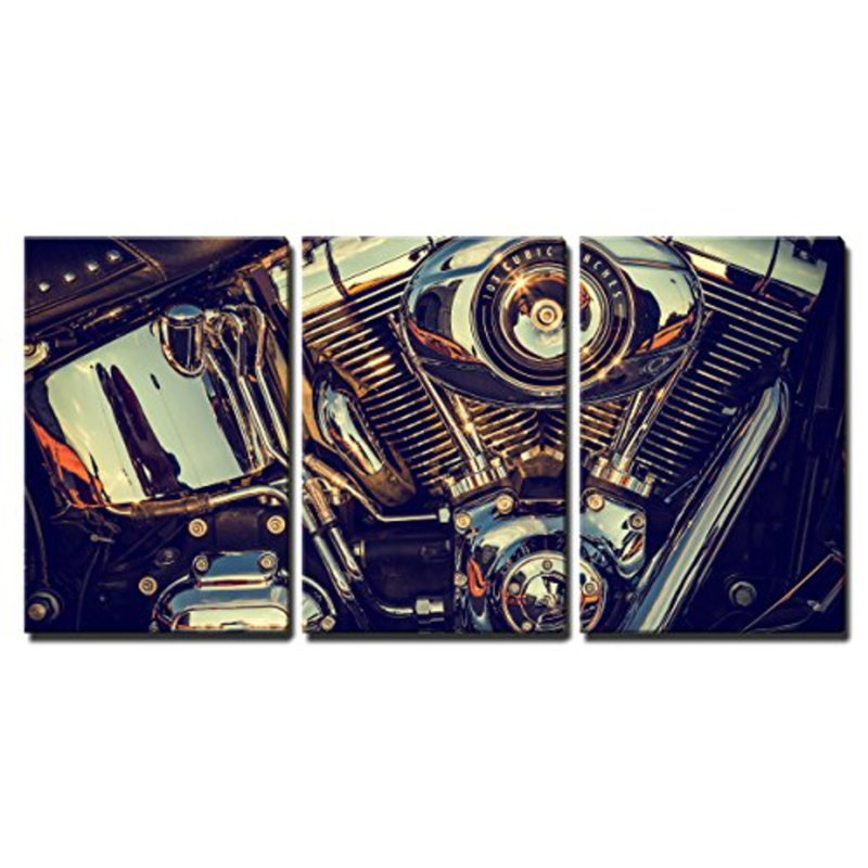 Gros plan d'une voiture de moto haute puissance - reproduction de photo sur toile tendue, H 24 po x l 48 po x 1,5 po