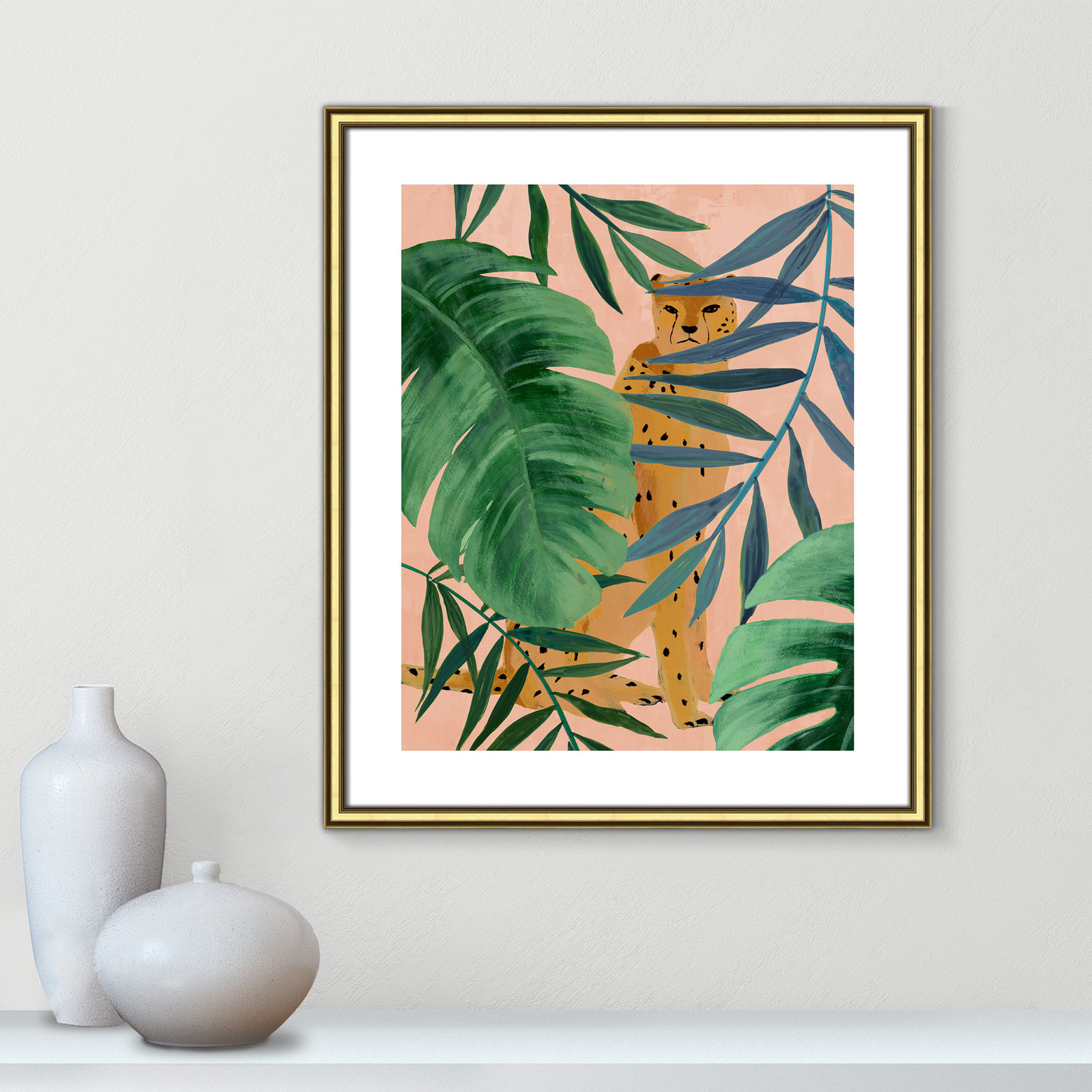 Silent Jungle - Painting Print, Gold Framed Paper, 25.5" H x 21.5" W x 0.88" D