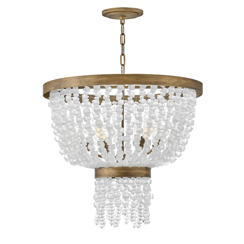 Dune Six-Light Hand-Strung Sea Glass Single Tier Chandelier