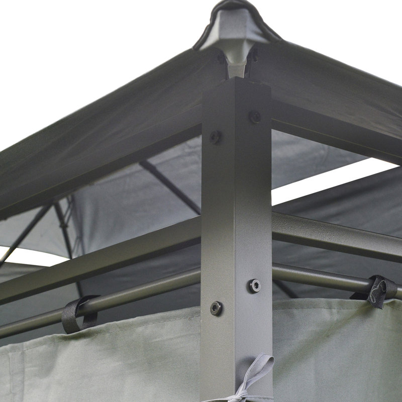 Pavillon de jardin spacieux 10 pi x 13 pi - auvent avec rideaux, toit ventilé, structure en acier gris sauge