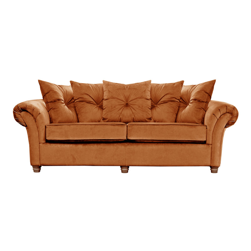 Lila 3 Seater Velvet Sofa, Burnt Orange