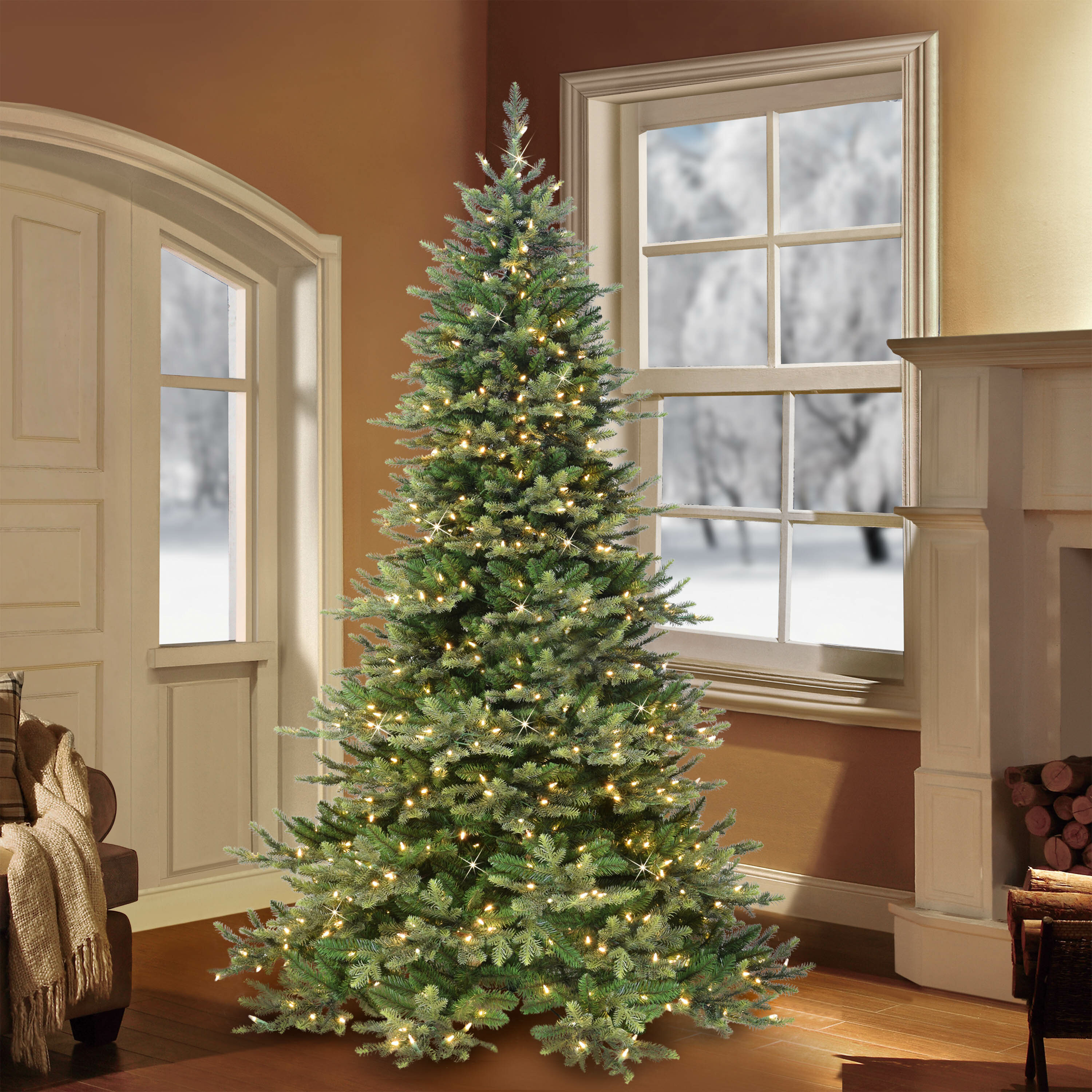 Royal Fir Collection 4-Piece Set with Warm White LED Lights (Battery Plug Operated)