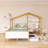 Aneliya Full Size Wooden House Bed with Drawer, Desk and Bookshelf, Platform bed, Wood Frame