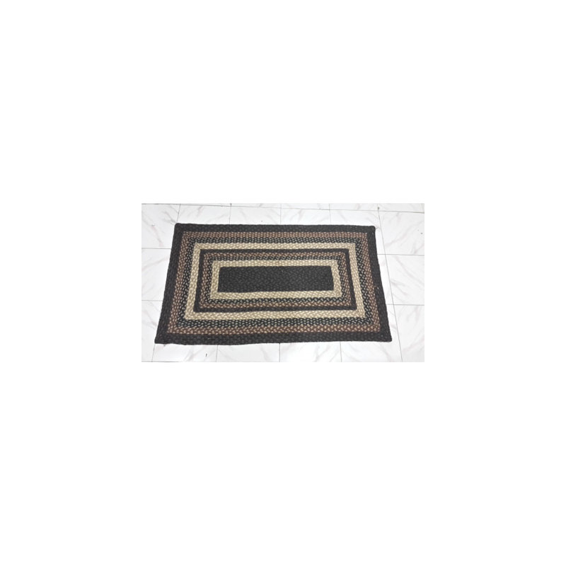 Tapis noir en coton tressé Seigle, Rectangle 1 pi 8 po x 2 pi 6 po