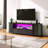TV Stand with RGB LED Lights and Charging Station, Sliding Door TV Console with Large Storage-1860215545-1860215547