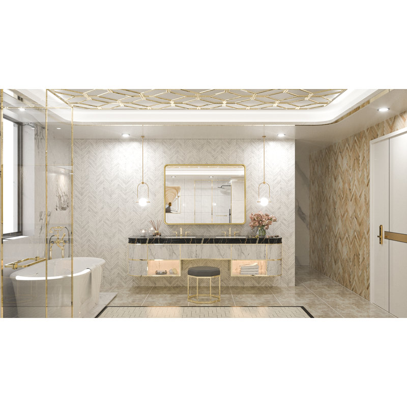 Miroir d'appoint Tyro, Doré, 30 po x 40 po, Rectangulaire