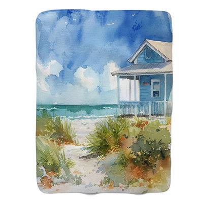 Soft Ocean Horizons - Couverture Sherpa de qualité supérieure 1 pièce