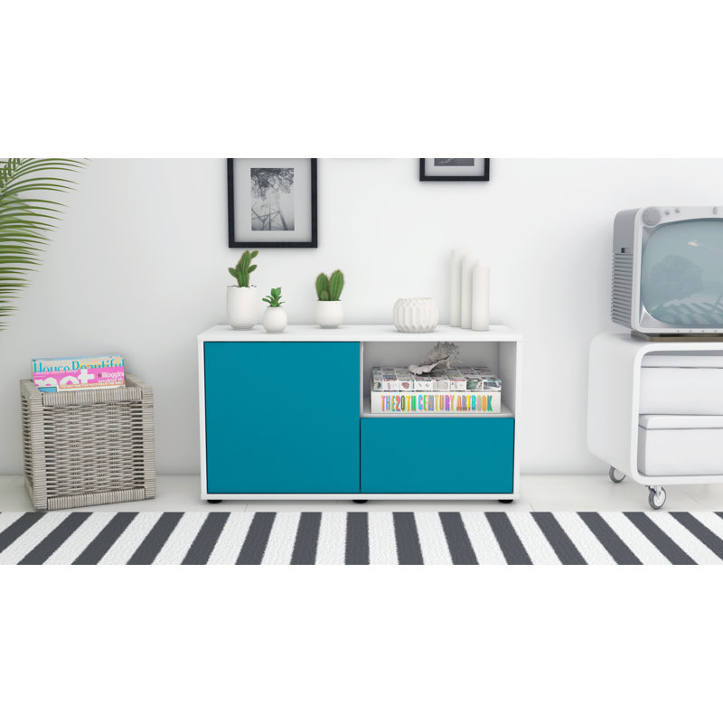Sincere 92 cm W Chest of Drawers, Turquoise / Matte White