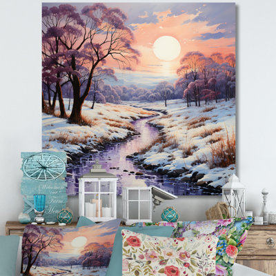 «White Fushia Winter Sunrise II», art mural sur toile
